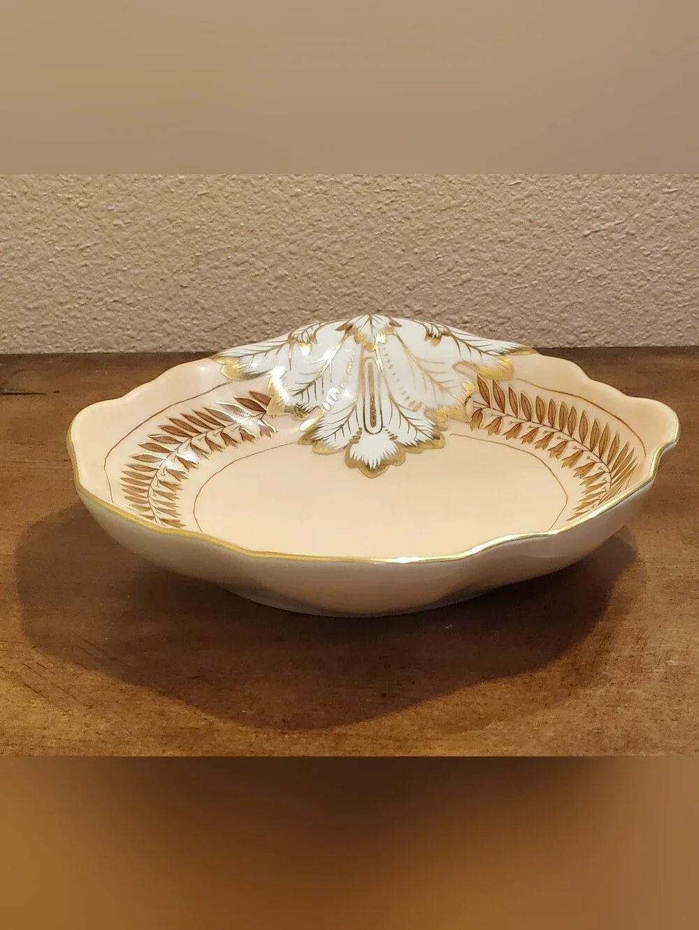 Decorative Elegant Plate/Functional/ Collectible. Cream and Gold By Andrea Shell